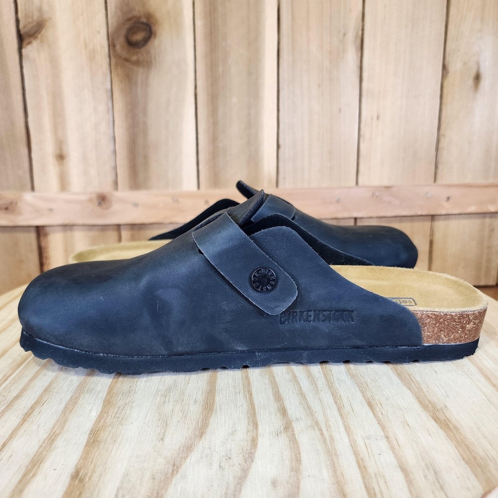 Birkenstock Boston Soft Footbed Clog Shoes Womens Size 9 40 Black Faux Leather - Picture 6 of 8